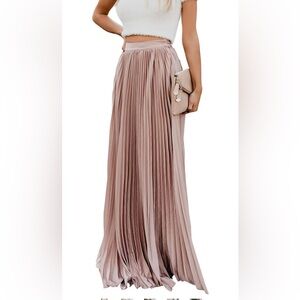 Women's High Waist Flowy Pleated Chiffon Maxi Skirt. Smalll. Light pink